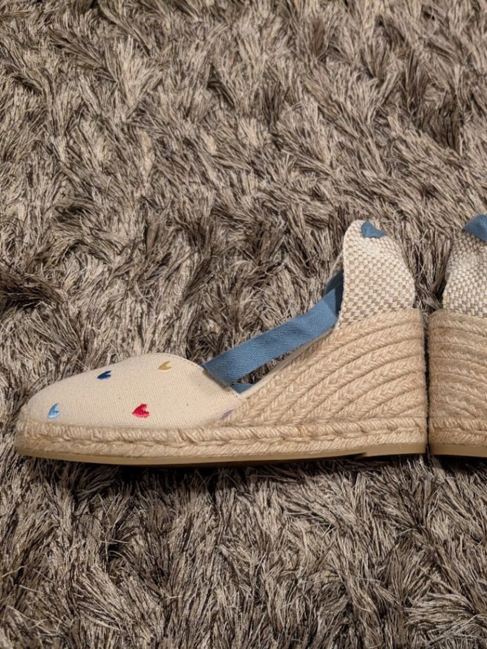 Sezane Diane Espadrilles Ecru Canvas Heart Embroidery US 8 NWOT LIMITED EDITION! - Picture 6 of 10